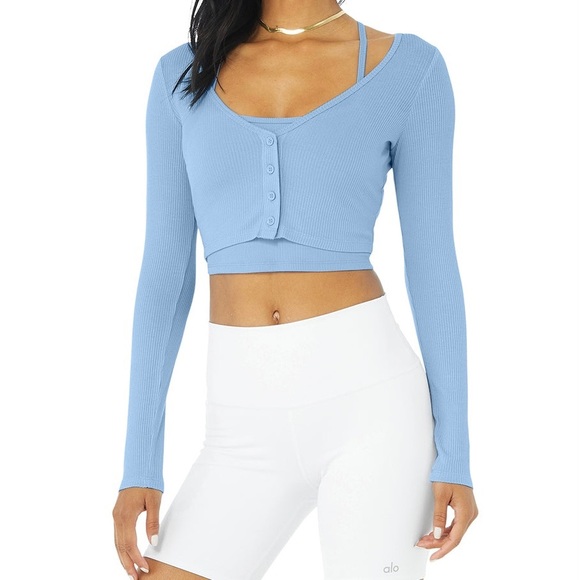 ALO Yoga | Tops | Alo Yoga Ribbed Cropped Whisper Cardigan | Poshmark